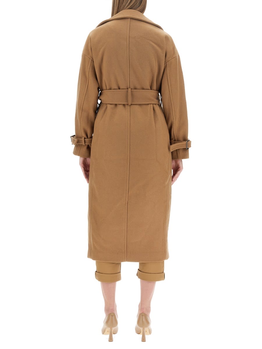 Shop Michael Kors Wool Blend Trench Coat In Brown