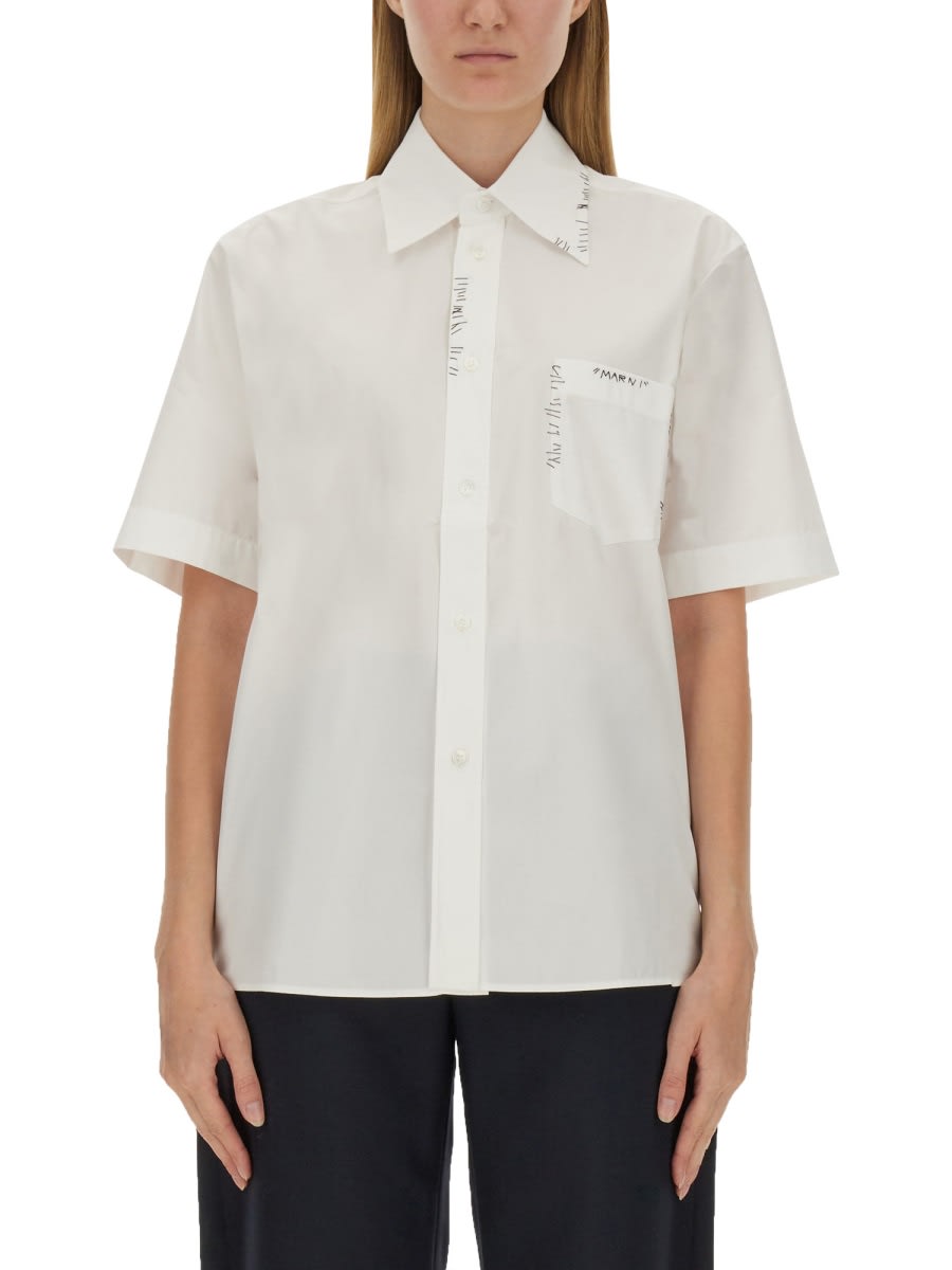 Shop Marni Shirt With Logo In White