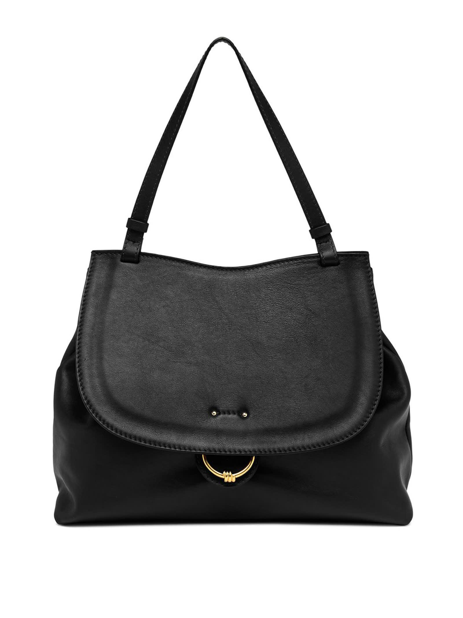 Marlene L Black Leather Handbag