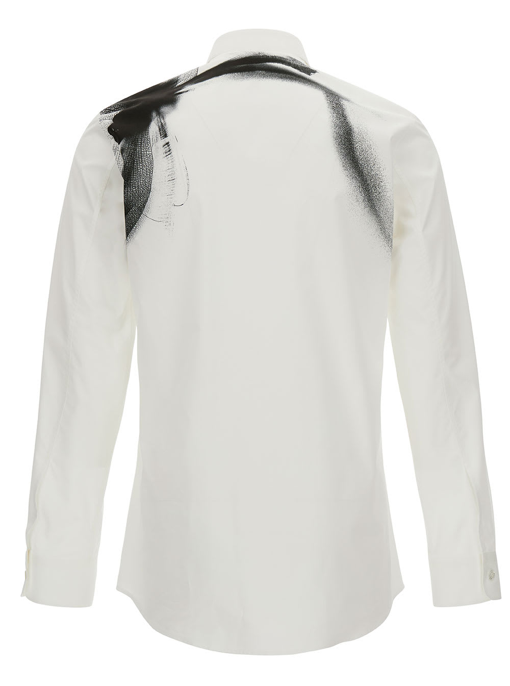 Shop Alexander Mcqueen White Shirt With Contrasting Print In Cotton Man In White/black