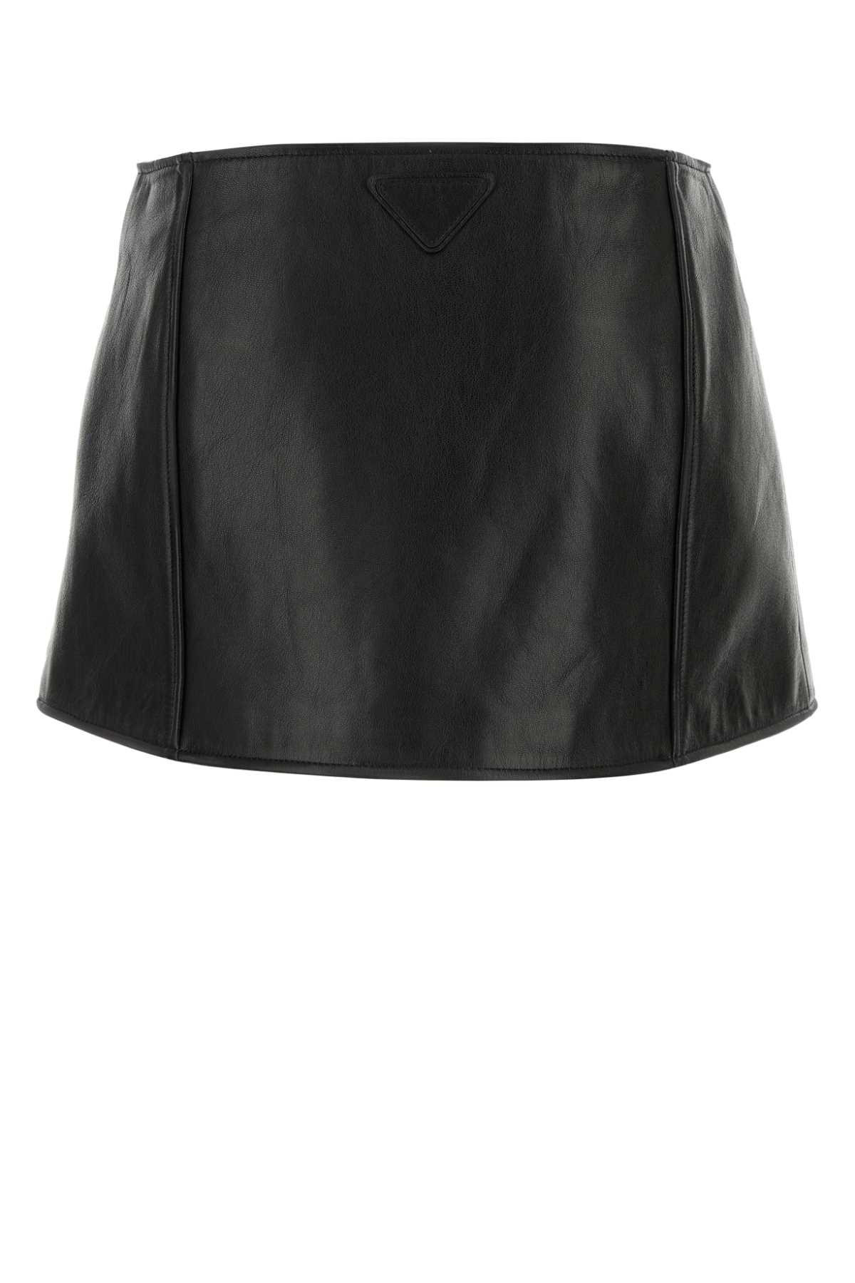 Prada Black Leather Mini Skirt In Nero