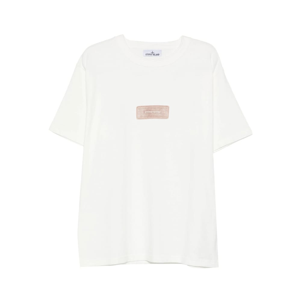 Stone Island Raw Beauty Recycled Cotton Archive Print T-shirt In White
