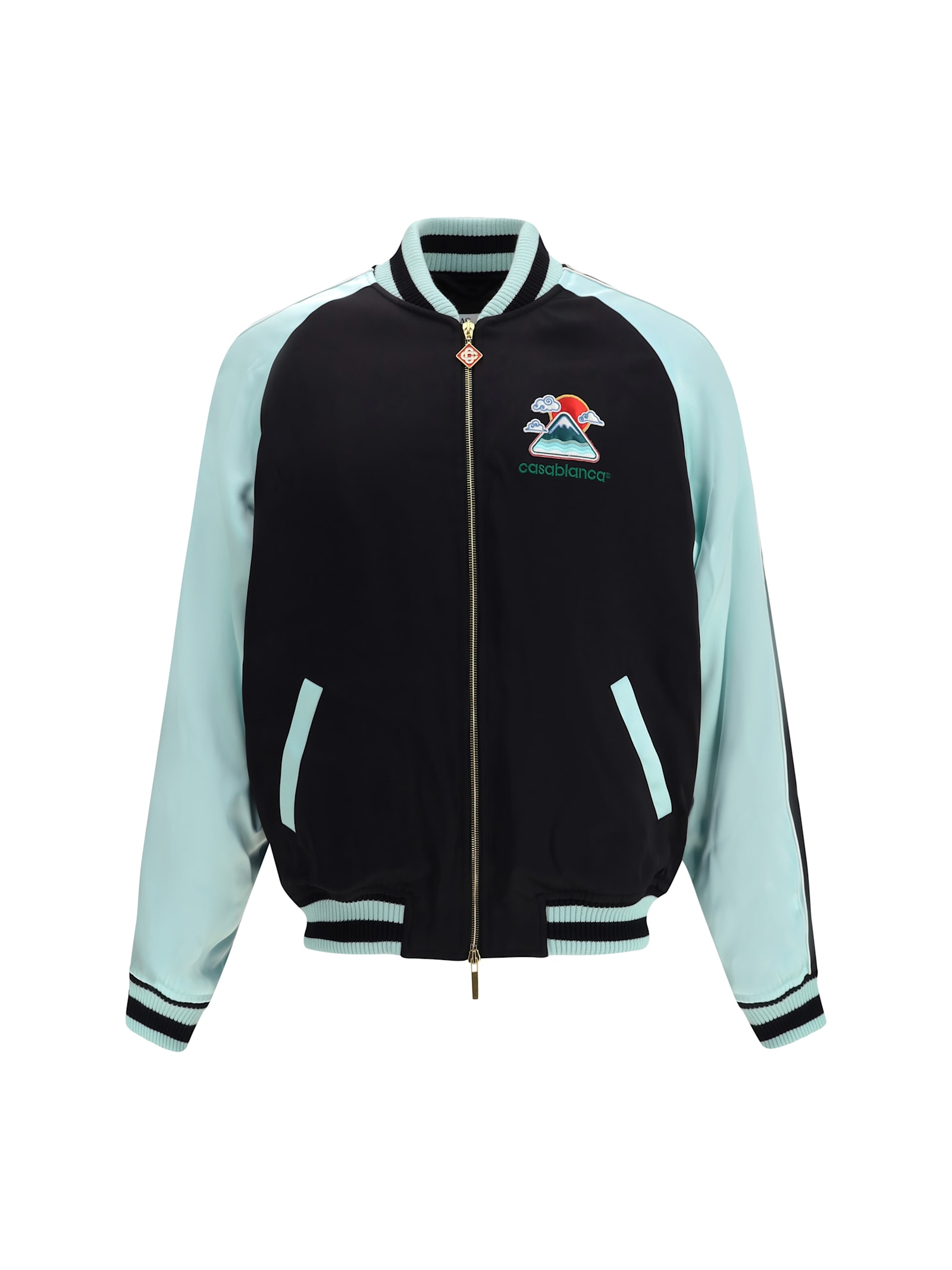 Casablanca Quilted Colour-block Satin Track Jacket In Multi