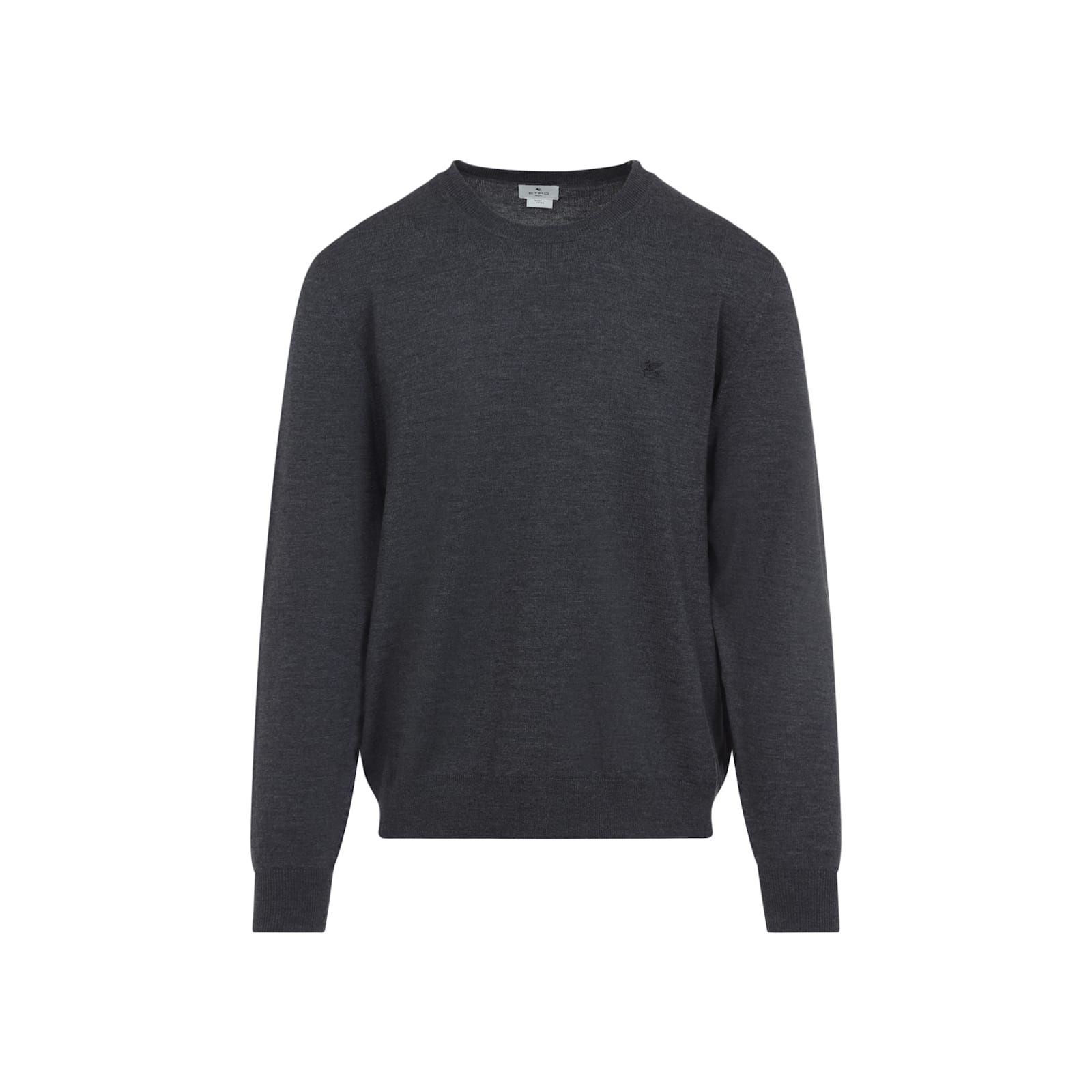 Etro Pegaso-embroidered Wool Sweater In Gray