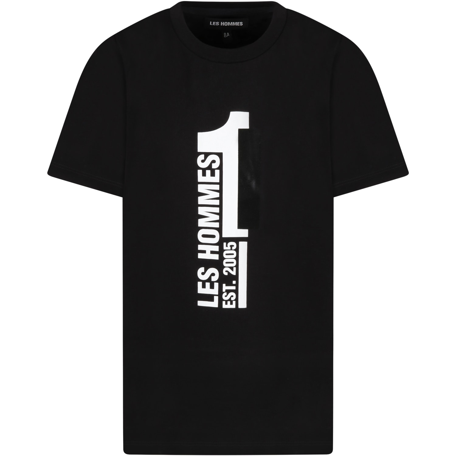 Les Hommes Black T-shirt For Boy With White Logo