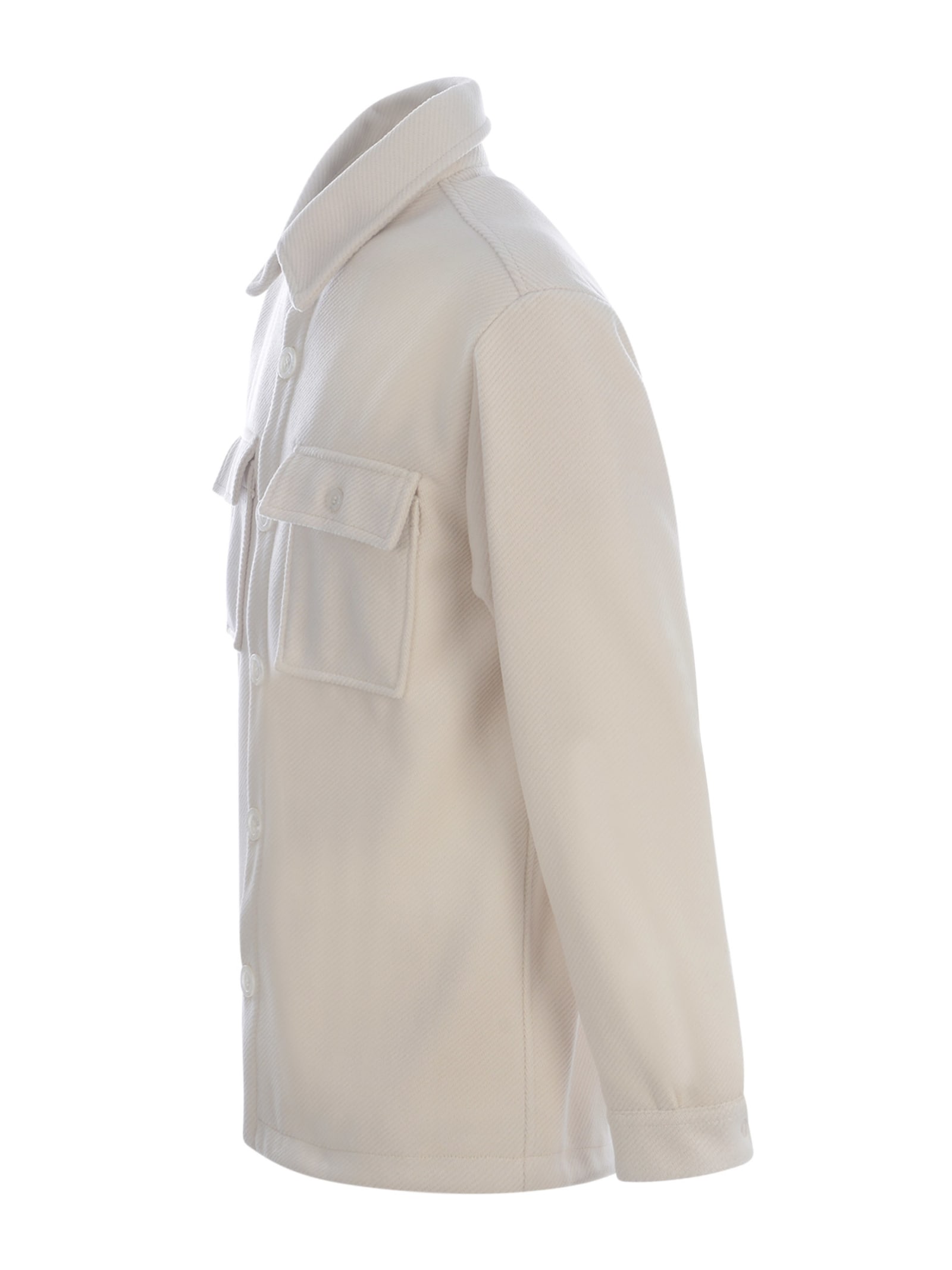 Shop Family First Milano Shirt Jacket Family First In Terry Fabric In Crema