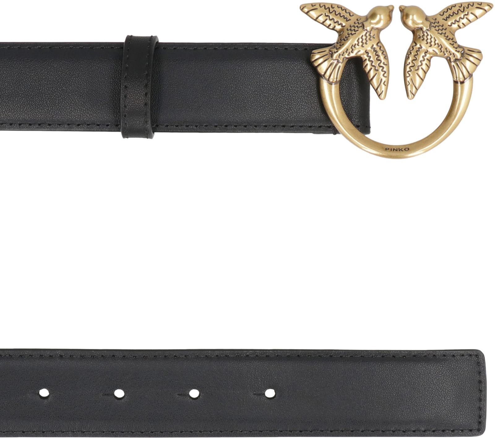 Shop Pinko Logo Buckle Leather Belt In Nero