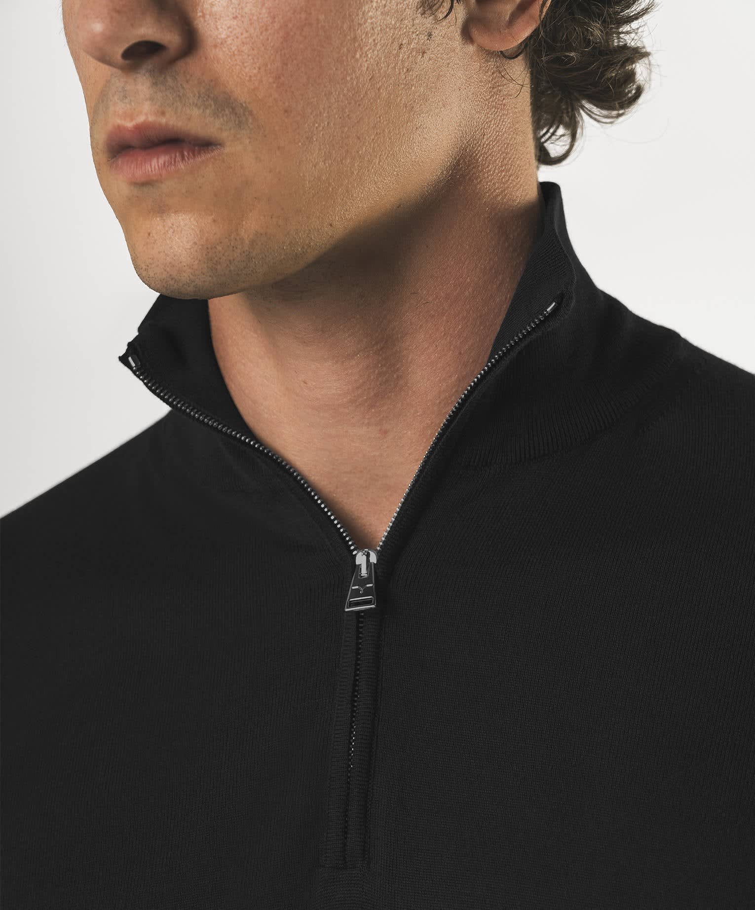 Larusmiani Paul T-shirt With Zip Sweater In Black