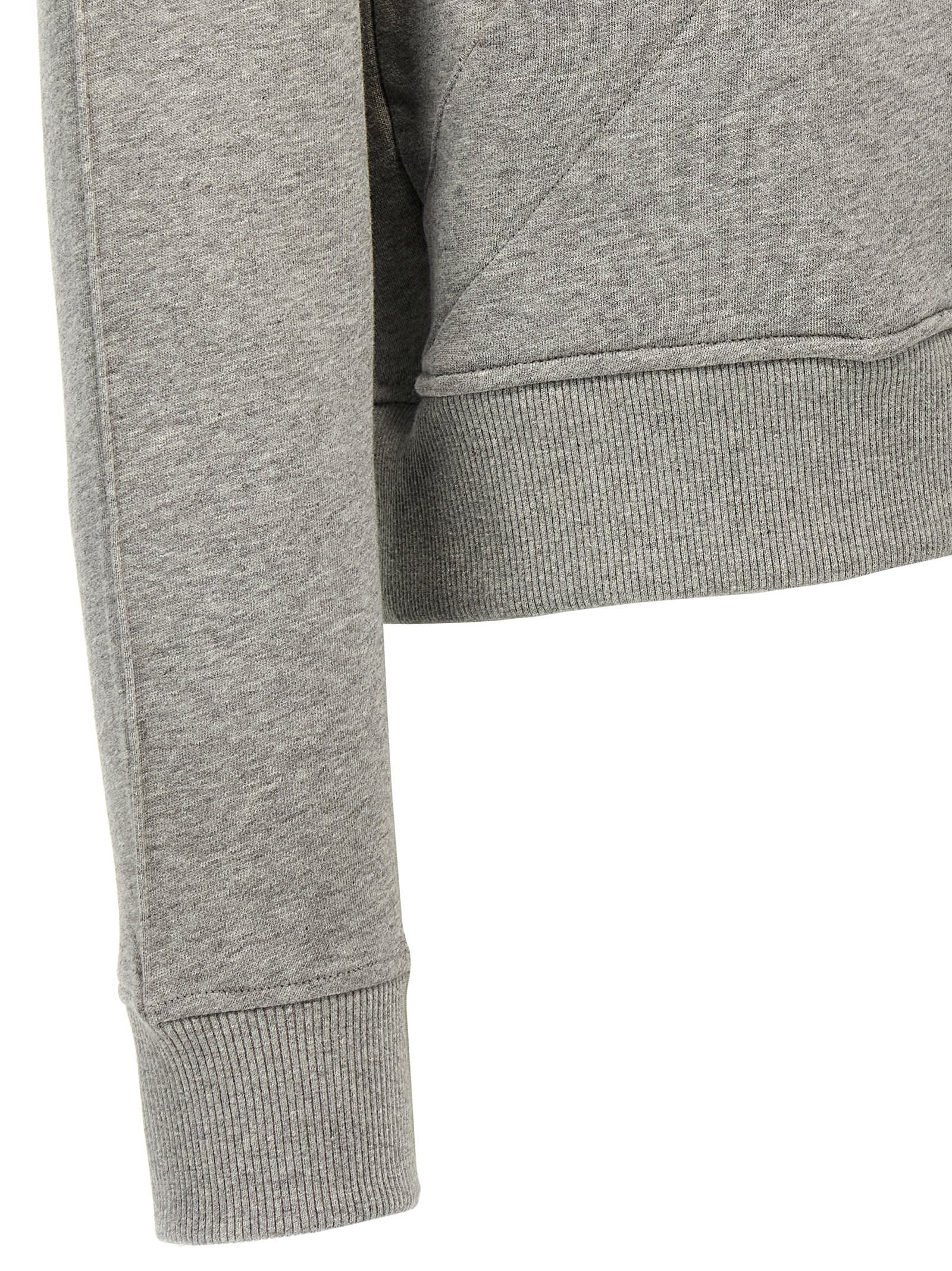 Attico High Collar Ribbed Sweatshirt In Gray
