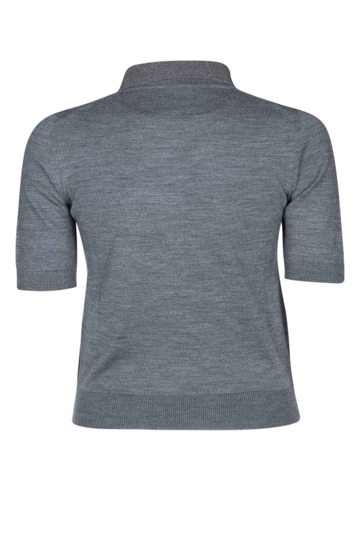 Jacob Cohen Studded Collar Short Sleeve Polo Shirt In Dark Grey