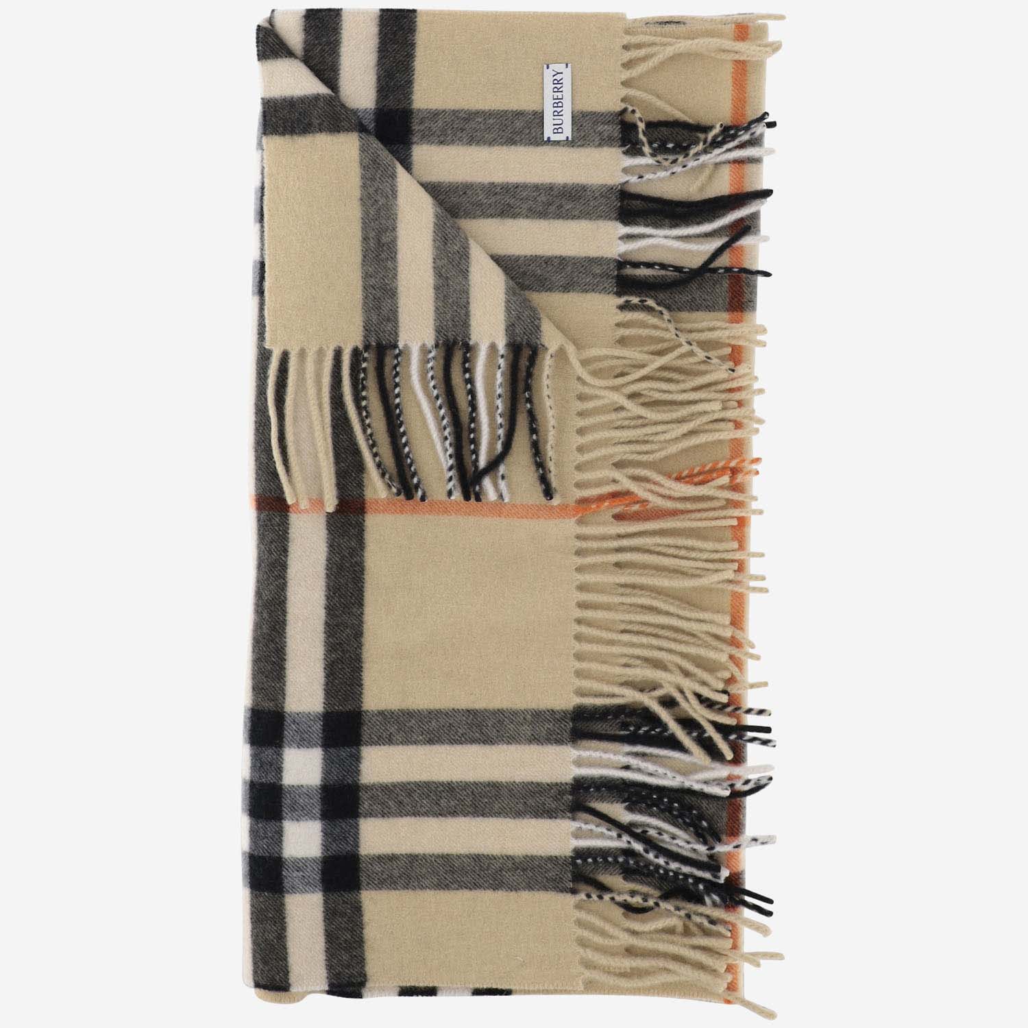 Shop Burberry Cashmere Check Scarf In Sand