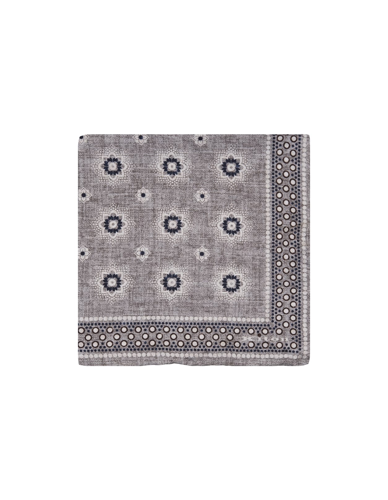 Grey Pocket Handkerchief With Contrast Pattern