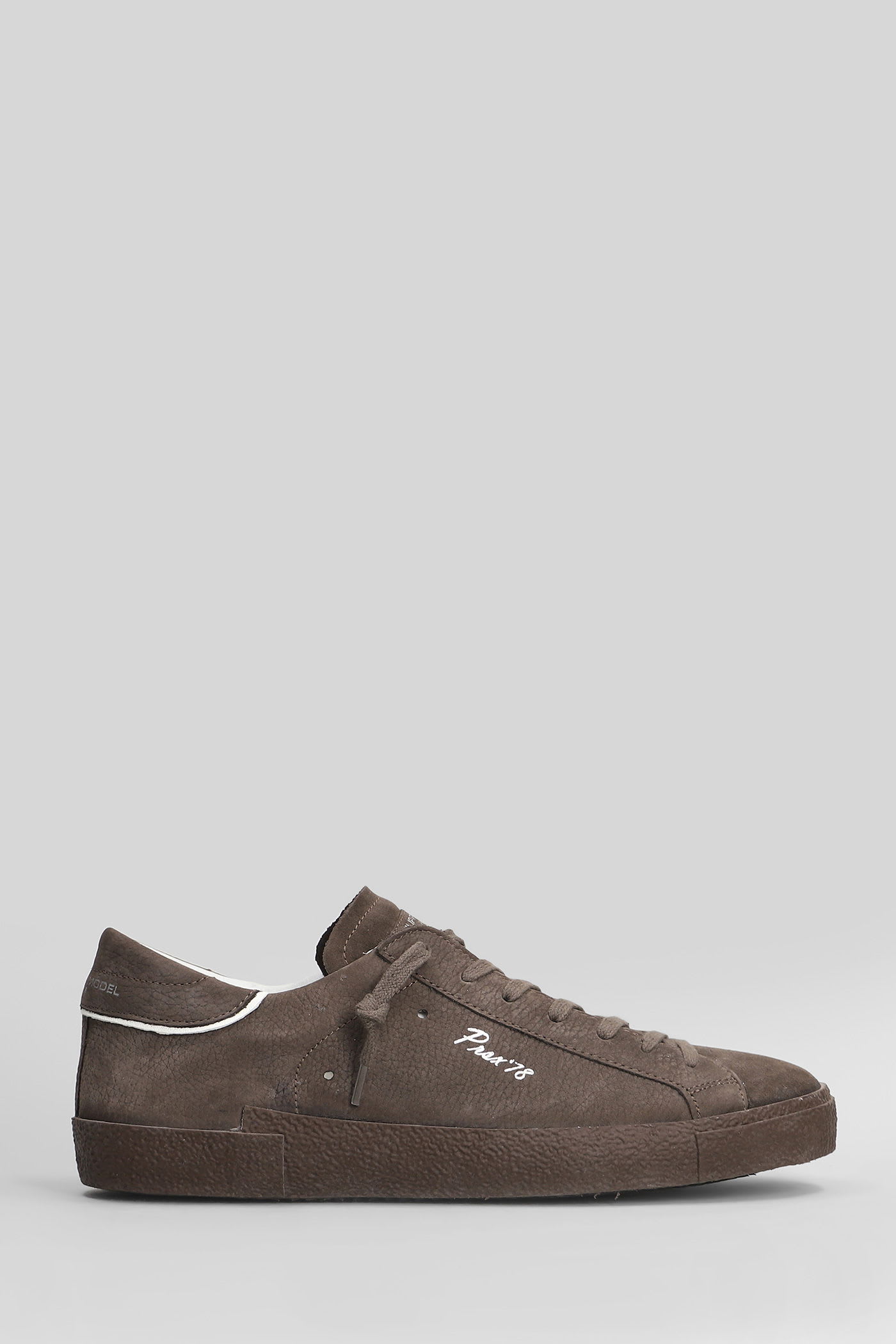 Philippe Model Prsx Low Sneakers In Brown Suede And Leather In Brown