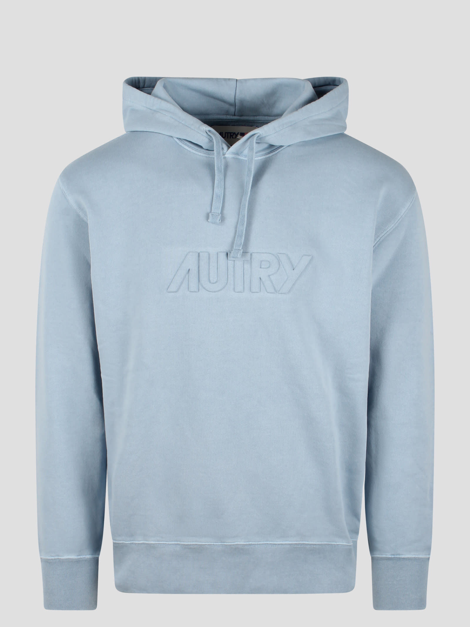 Shop Autry Cotton Hooded Sweatshirt In Blue