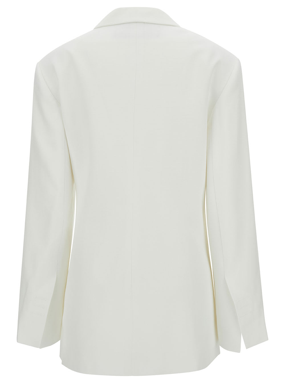 Shop Jacquemus La Veste Tibau White Asymmetric Double-breasted Jacket In Viscose Woman