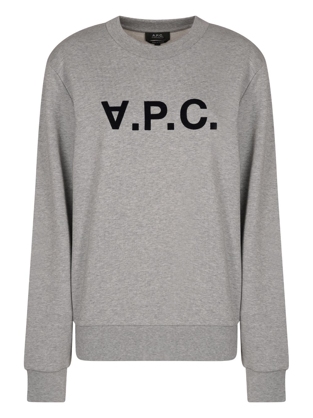 Shop Apc Logo Printed Crewneck Sweatshirt In Gris Chine / Dark Navy