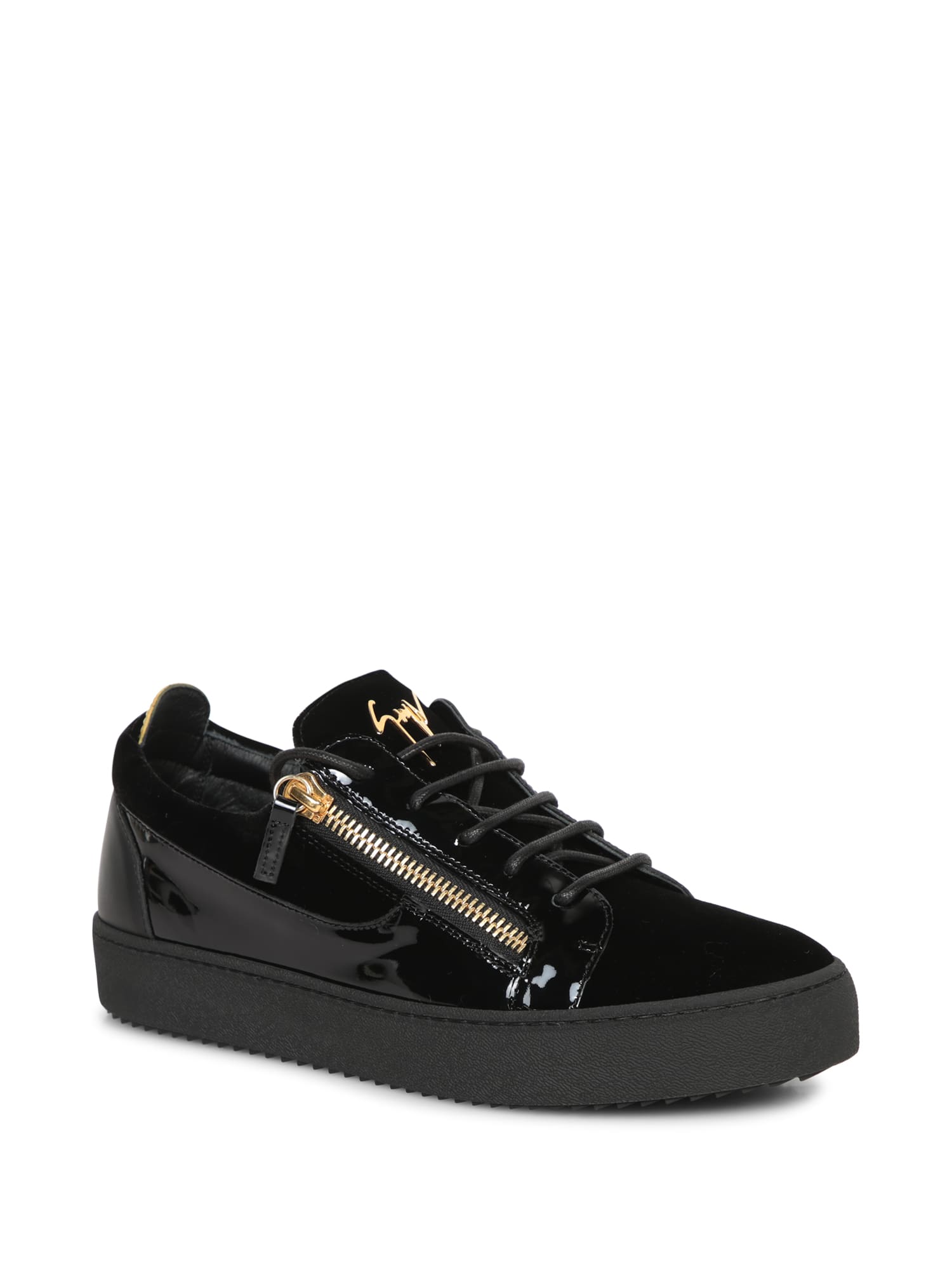 Shop Giuseppe Zanotti Frankiezip Vern Black Sneakers