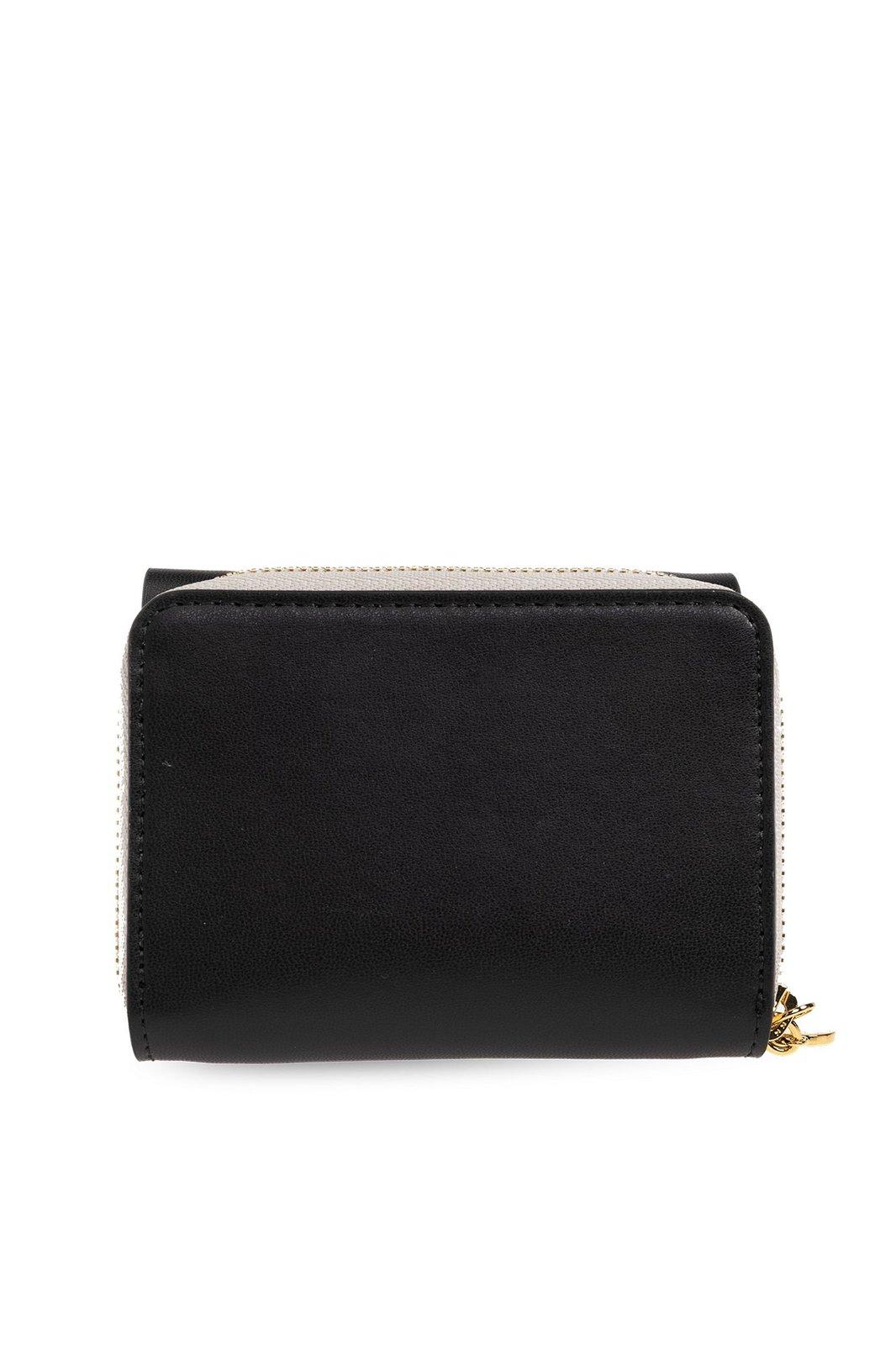 Shop Stella Mccartney Logo-appliqué Tri-fold Wallet In Black