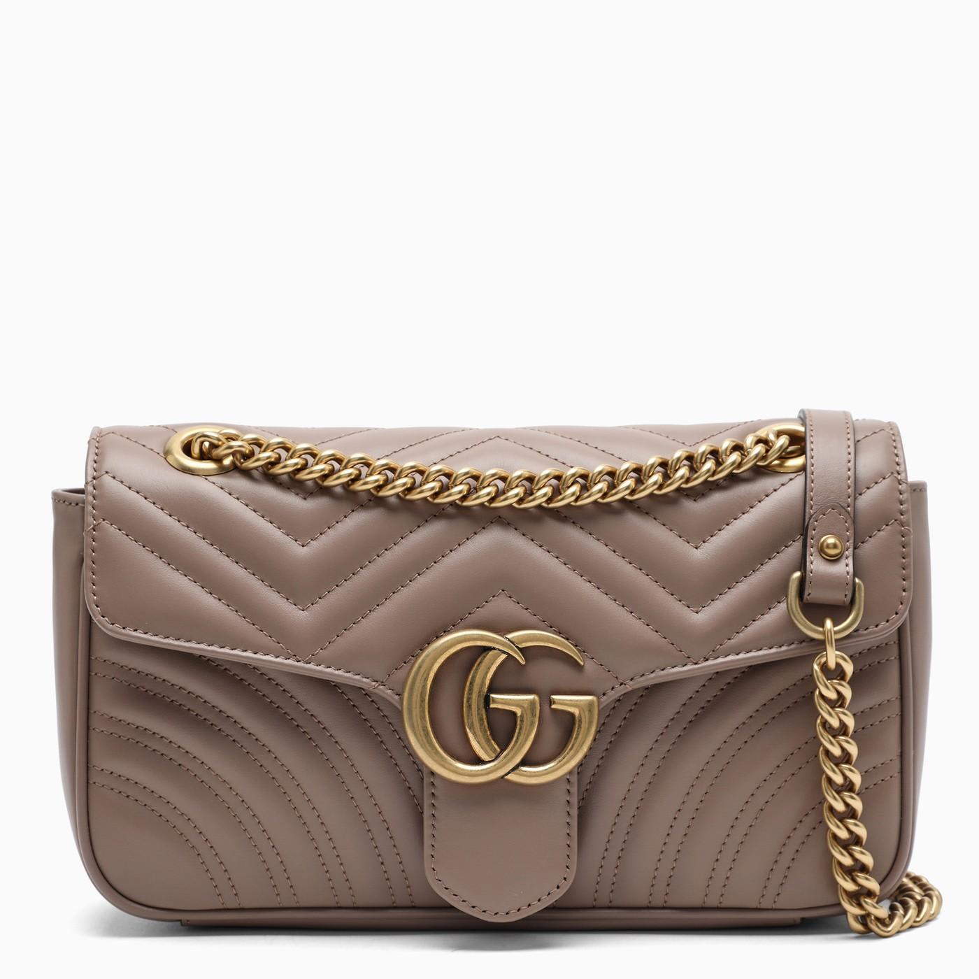 Gucci Pink Gg Marmont Small Shoulder Bag In Brown