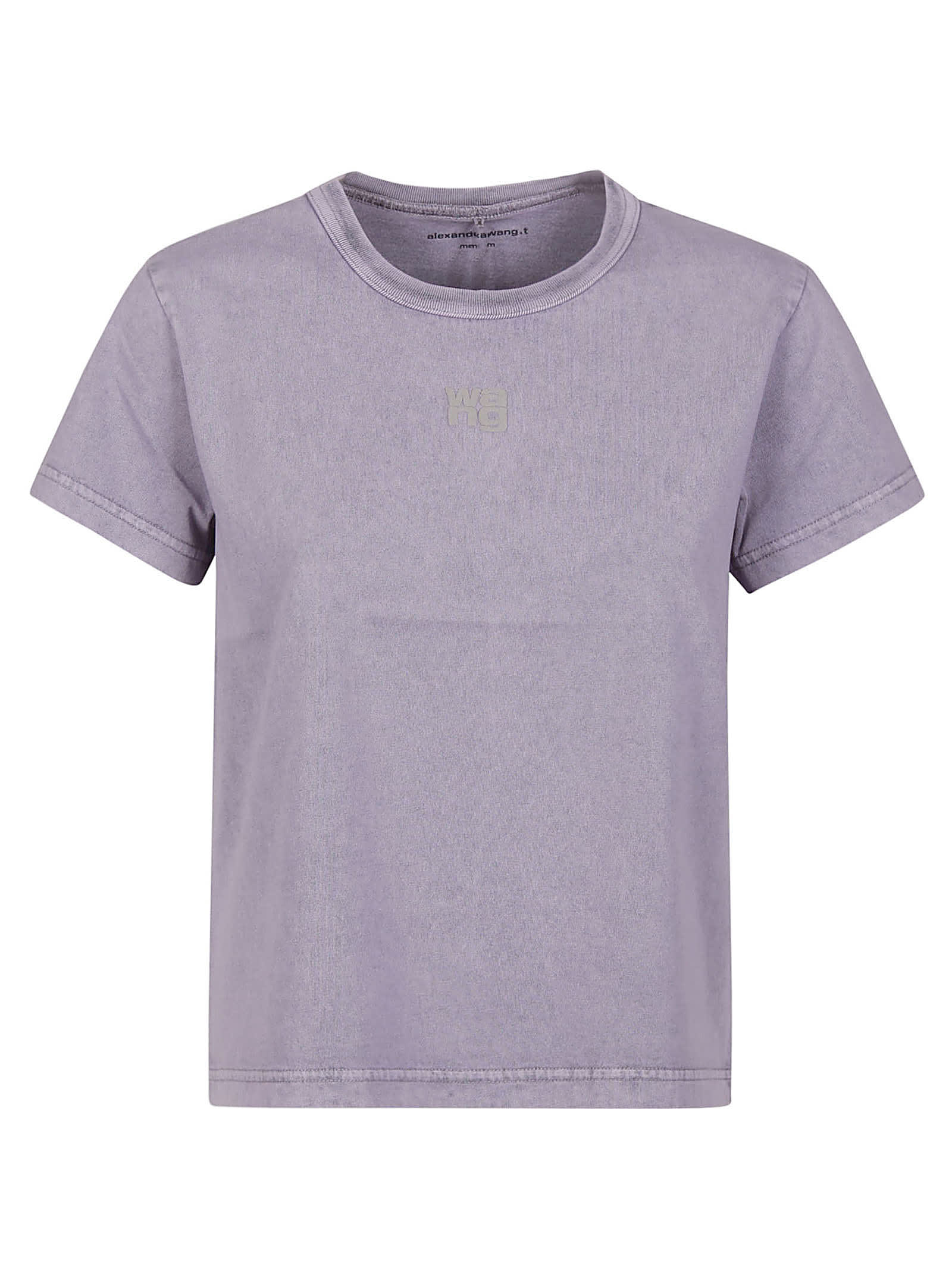 Alexander Wang T Puff Logo Bound Neck Essential Shrunk T-shirt In A Acid Pink Lavender