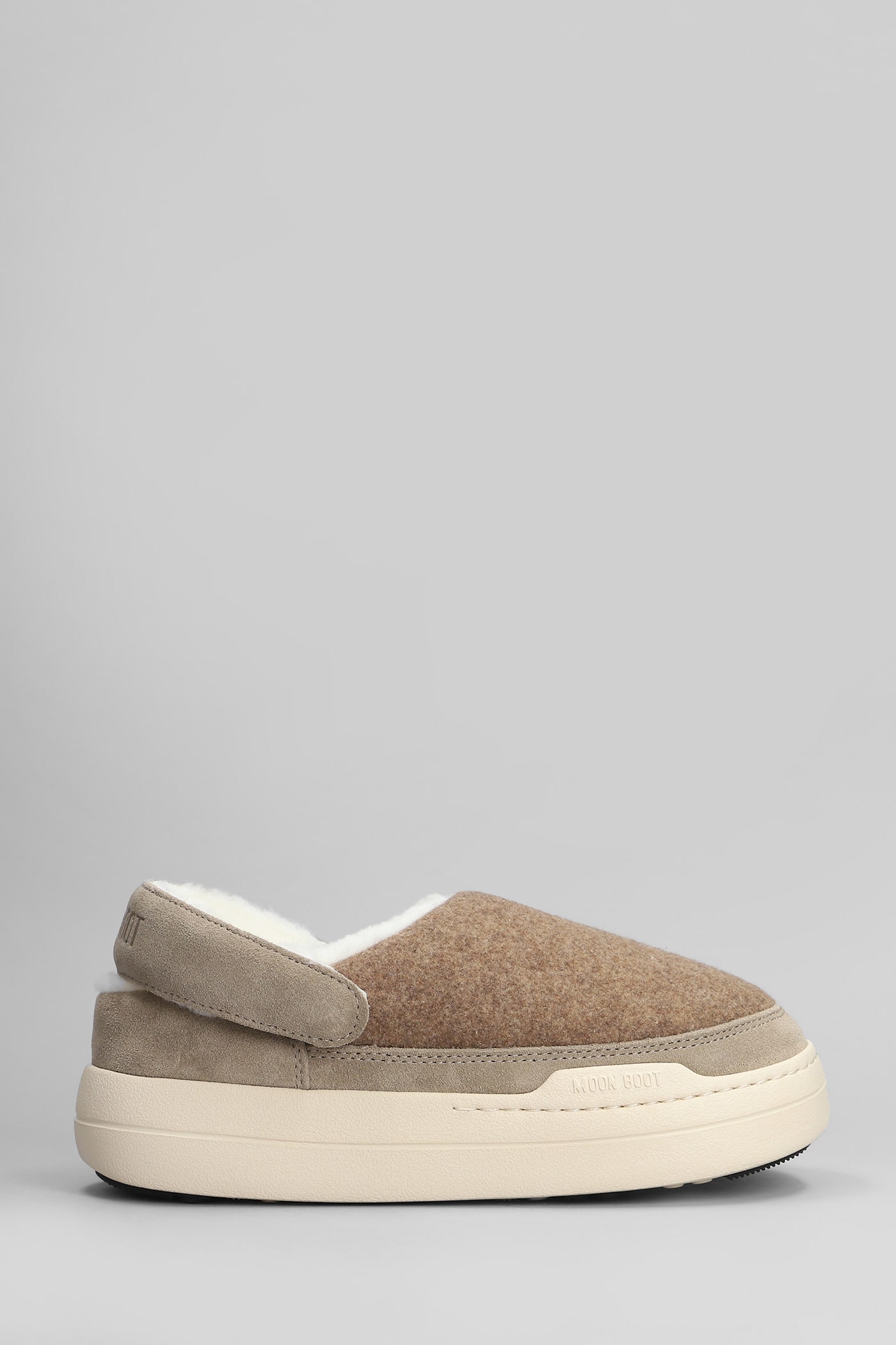 Mb Park Clog Slipper-mule In Beige Leather And Fabric