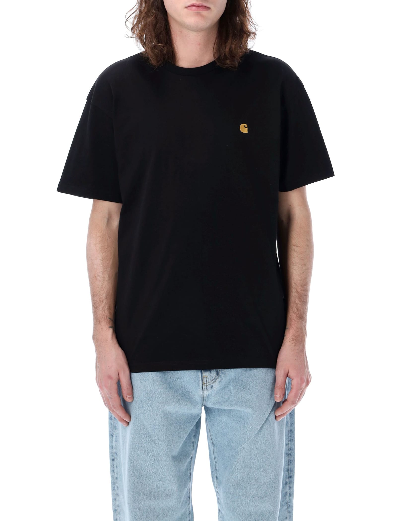 Shop Carhartt Chase S/s T-shirt In Black/gold