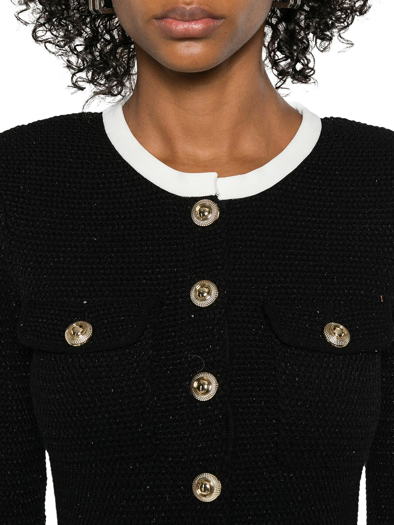 Self-portrait Self Portrait Short Knitted Dress With Buttons In Black