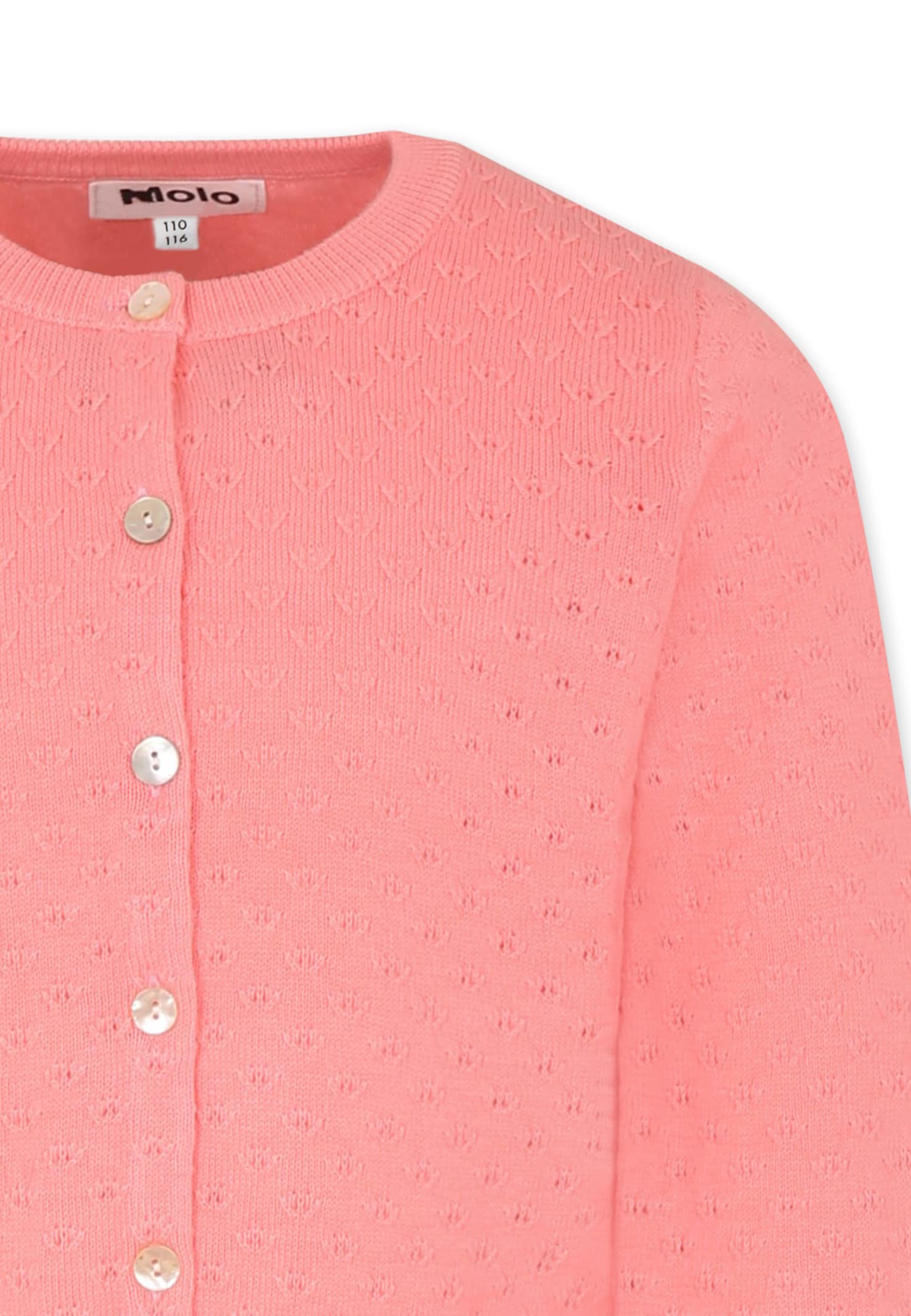 Molo Pink Cardigan For Girl In Pink