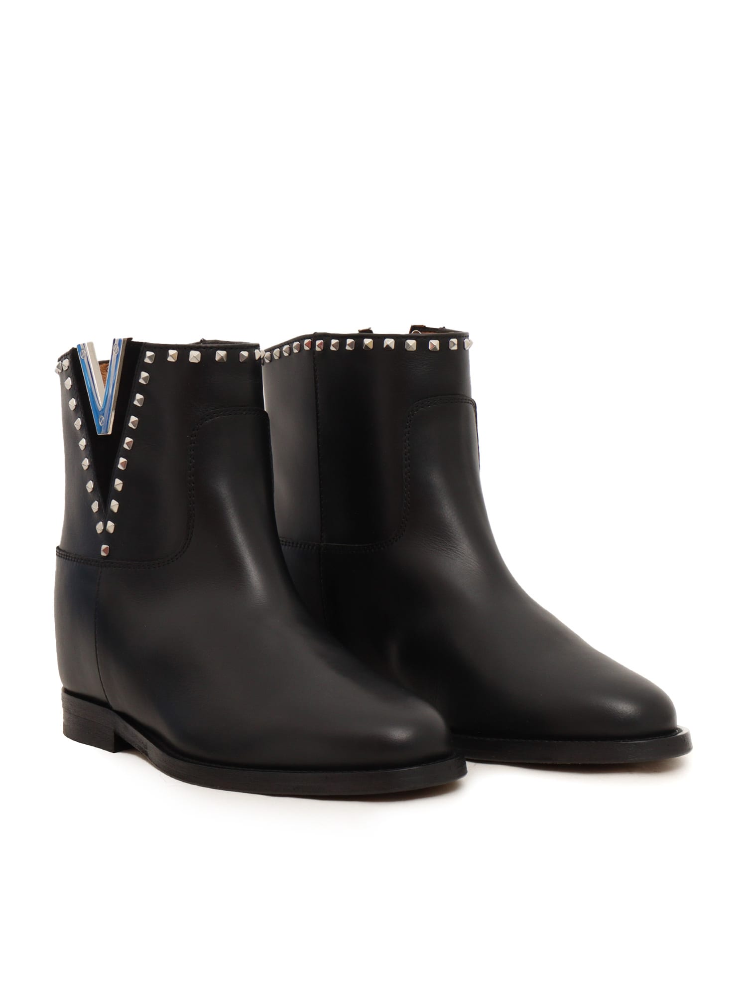 Shop Via Roma 15 Boots With Studs In Black