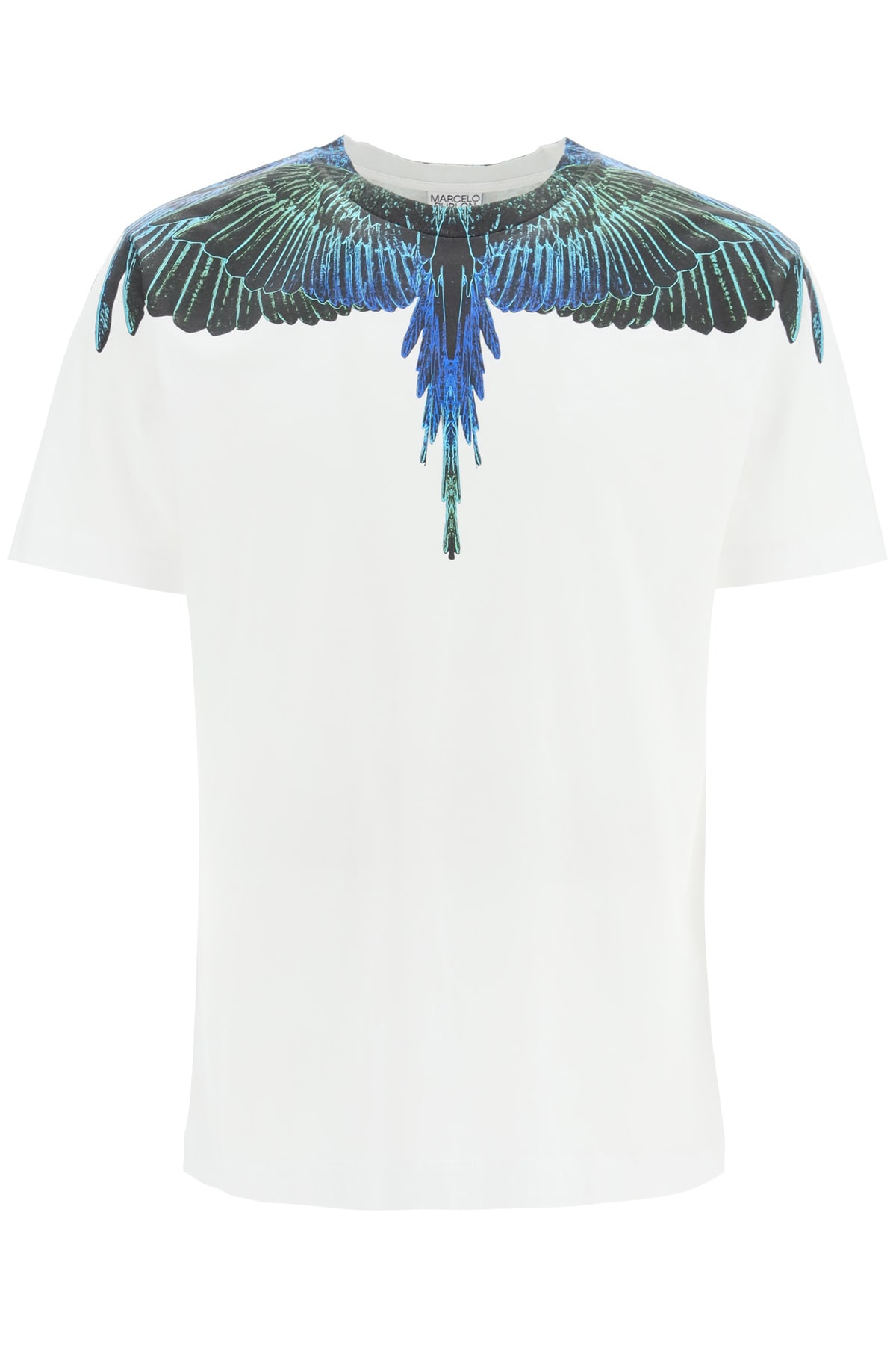Marcelo Burlon Wings Blue Neon Print T-shirt
