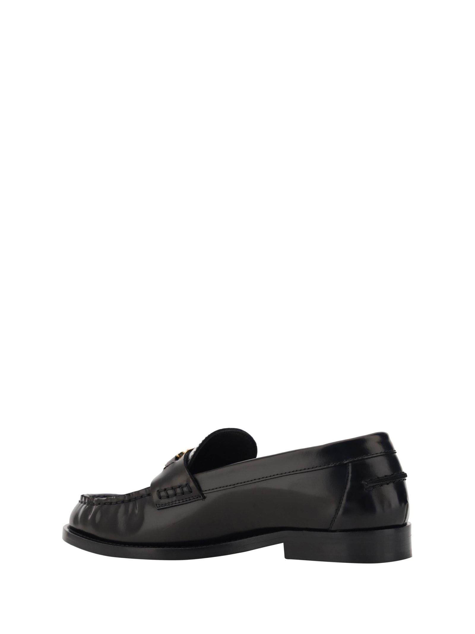 Shop Versace Loafers In Nero/oro