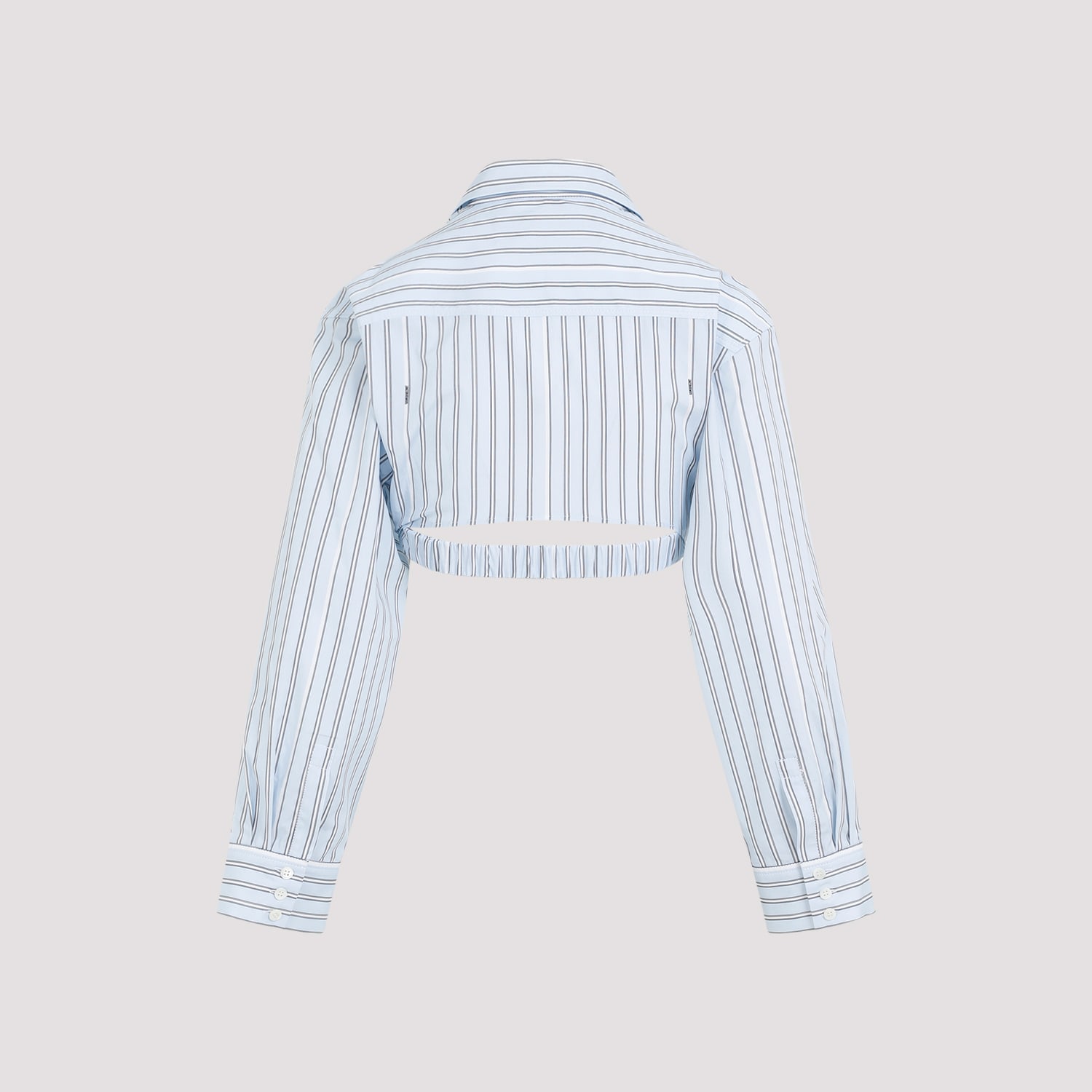 Shop Jacquemus La Chemise Bahia Courte In Fe Print Blue Stripe