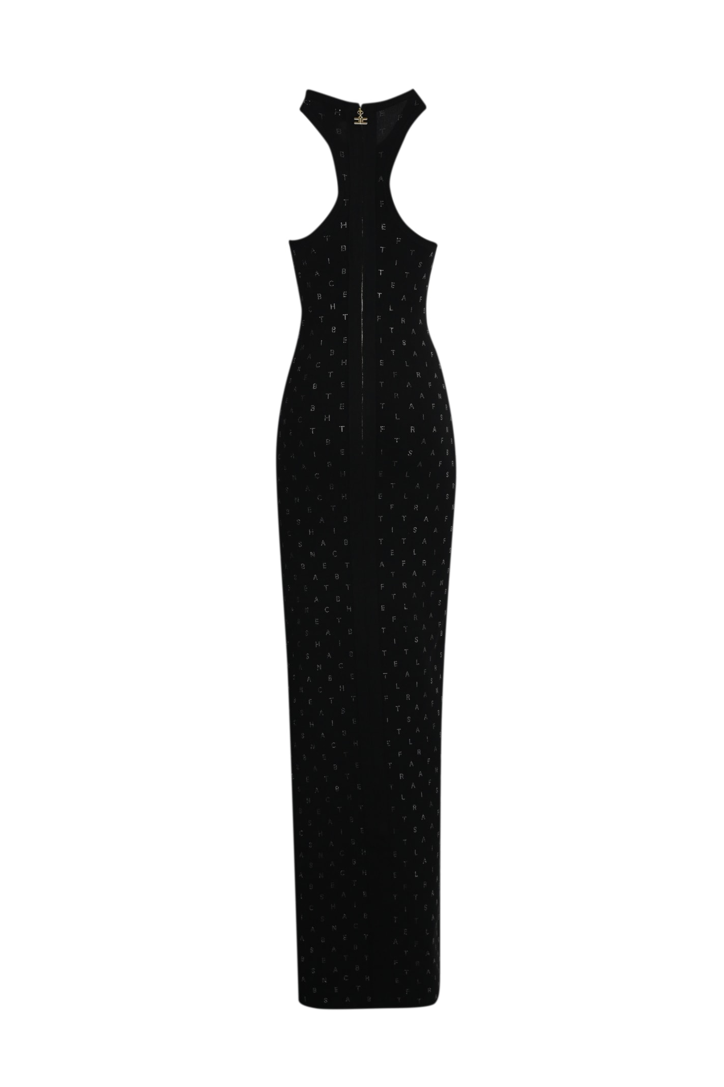 Shop Elisabetta Franchi Viscose Knit Dress With Rhinestone Logo In Nero
