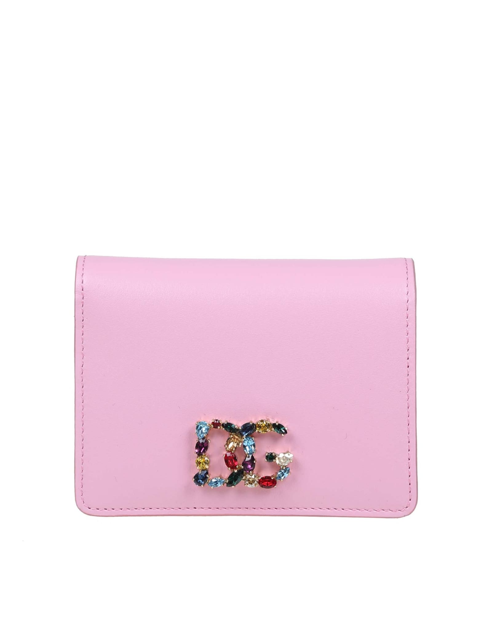 Dolce & Gabbana Small Wallet In Calf Leather With Strass Dg