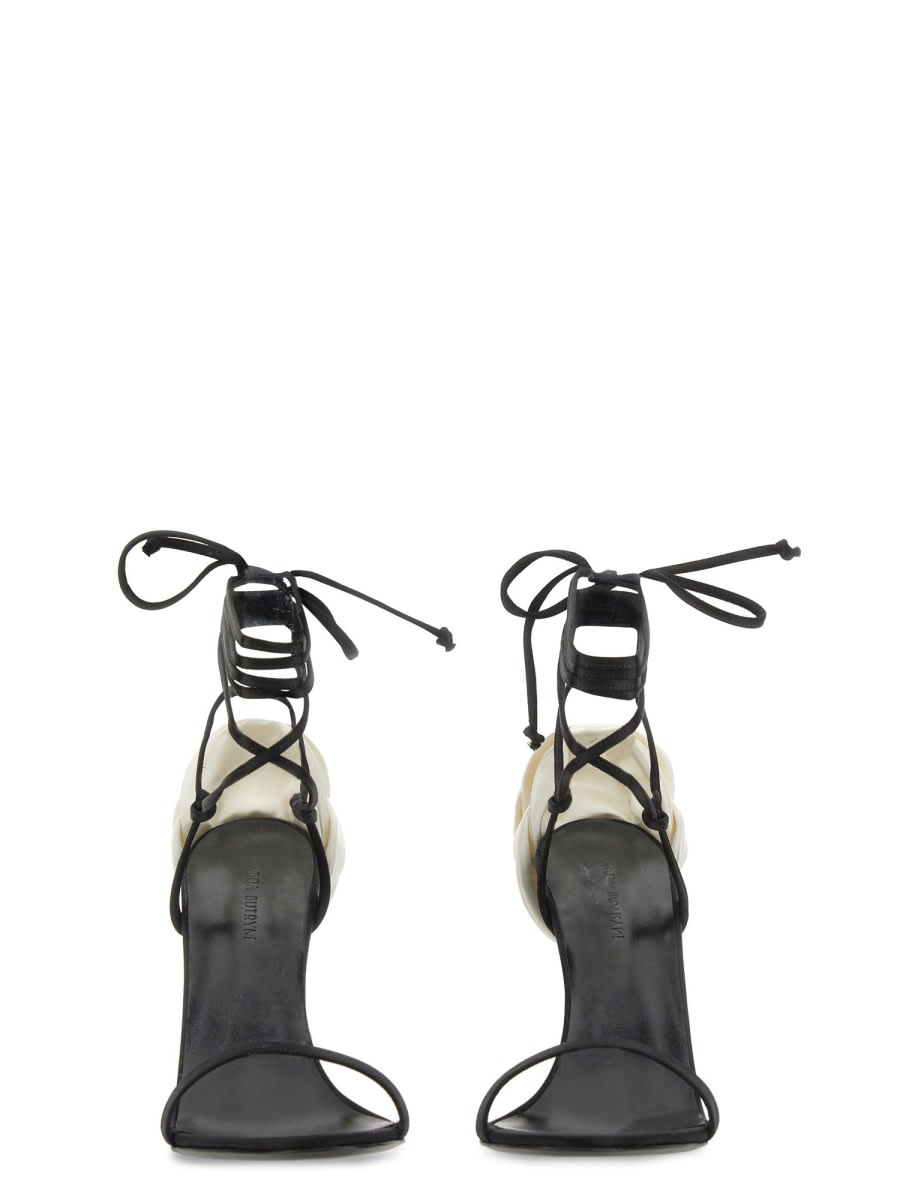 Shop Magda Butrym Sandal With Flower Detail In Black