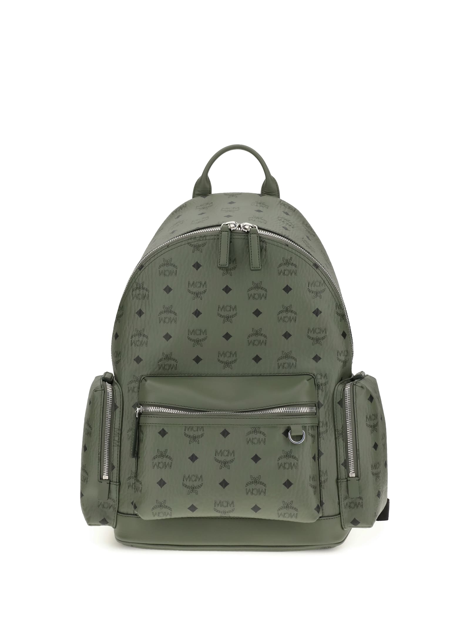 Mcm Medium Stark Visetos Monogram Backpack In Green