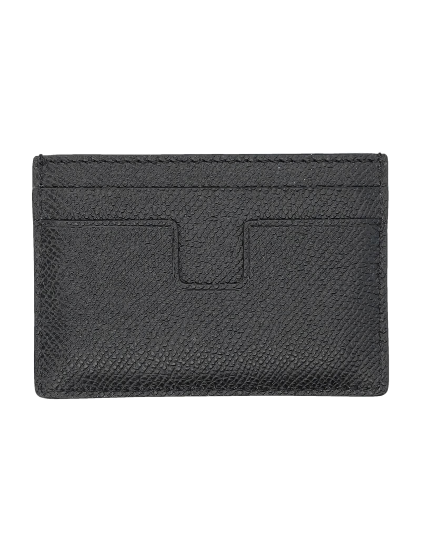 Shop Tom Ford Grain Leather Cardholder In Black