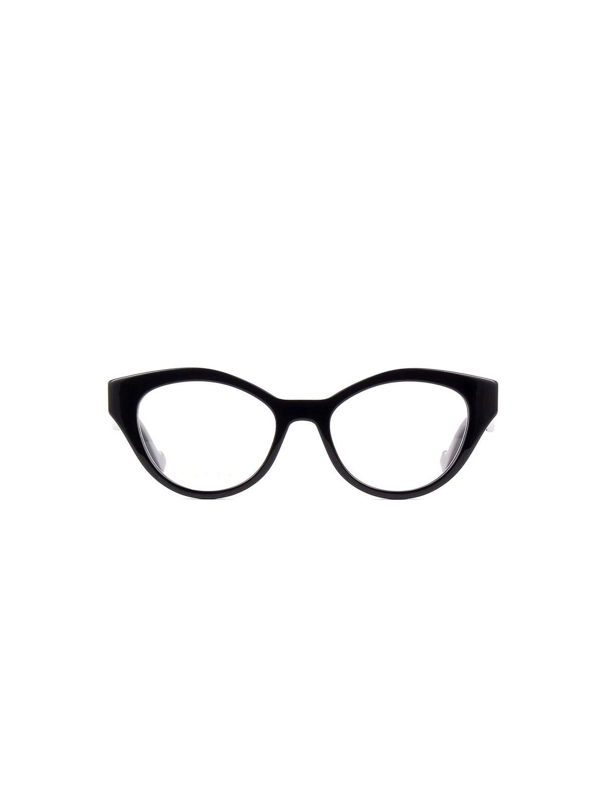 Shop Gucci Cat Eye Frame Glasses In Black-black-transparent