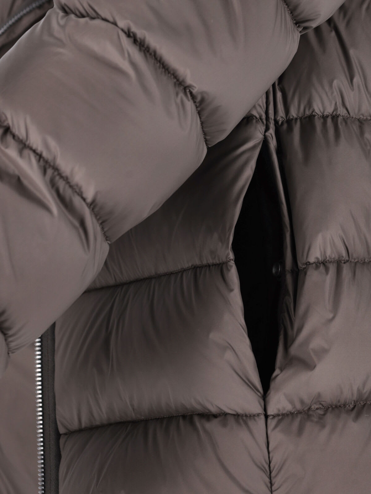 Rick Owens Gimp Padded Down Jacket In Re-nylon In Brown