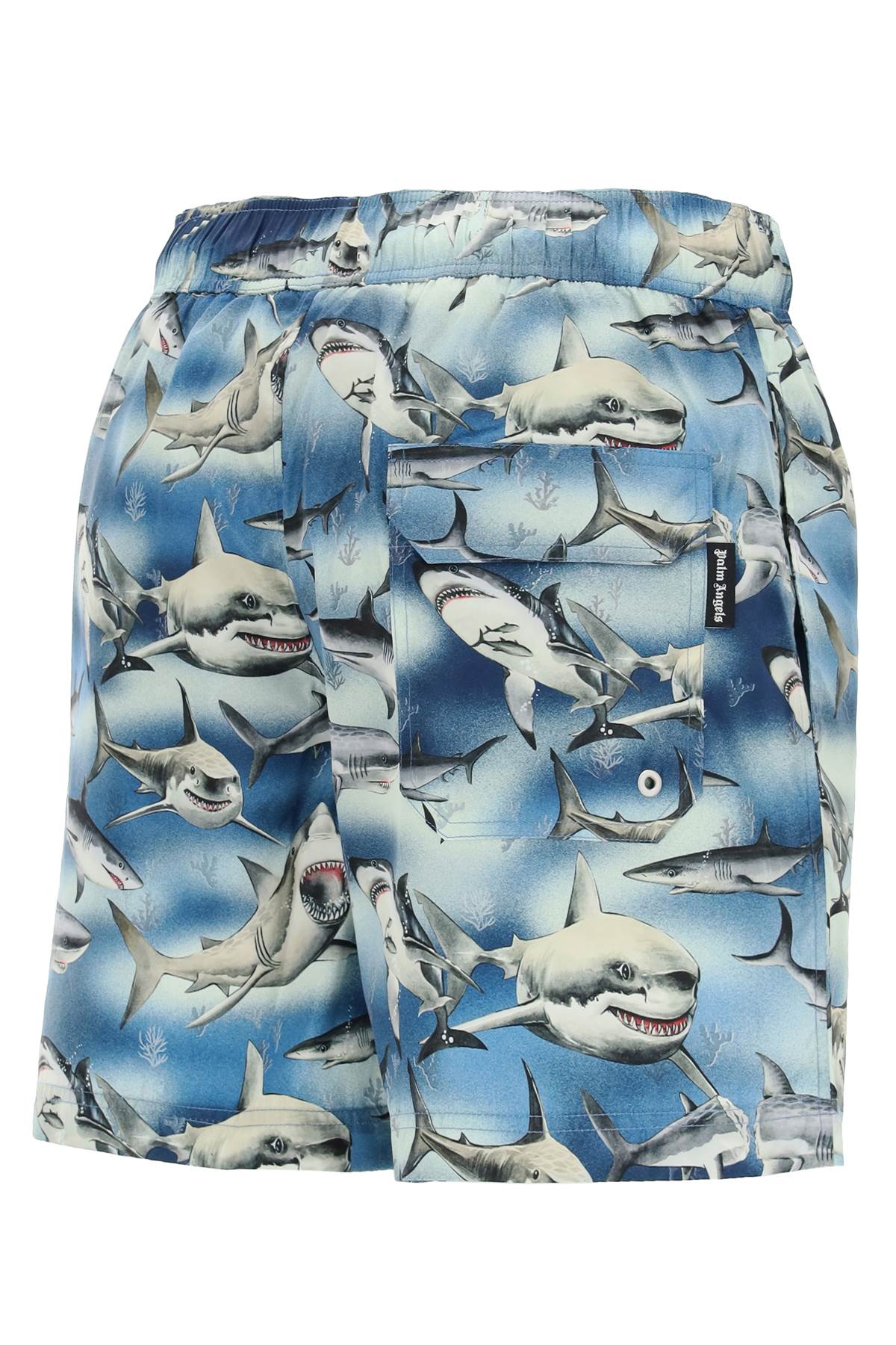 Shop Palm Angels Swimtrunks With Shark Print In Blue