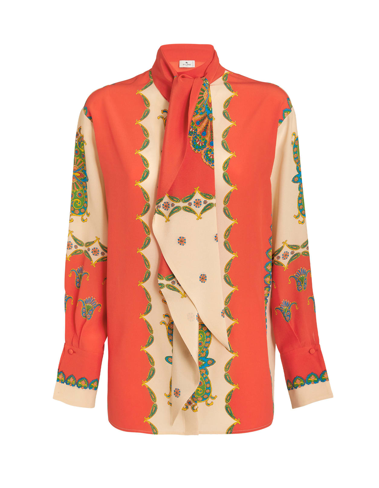 ETRO WOMAN SHIRT IN PAISLEY SILK WITH LAVALLIERE COLLAR