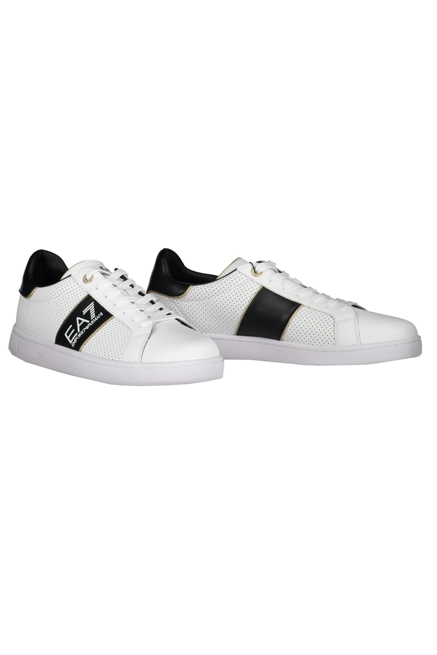 Shop Ea7 Leather Low-top Sneakers In White