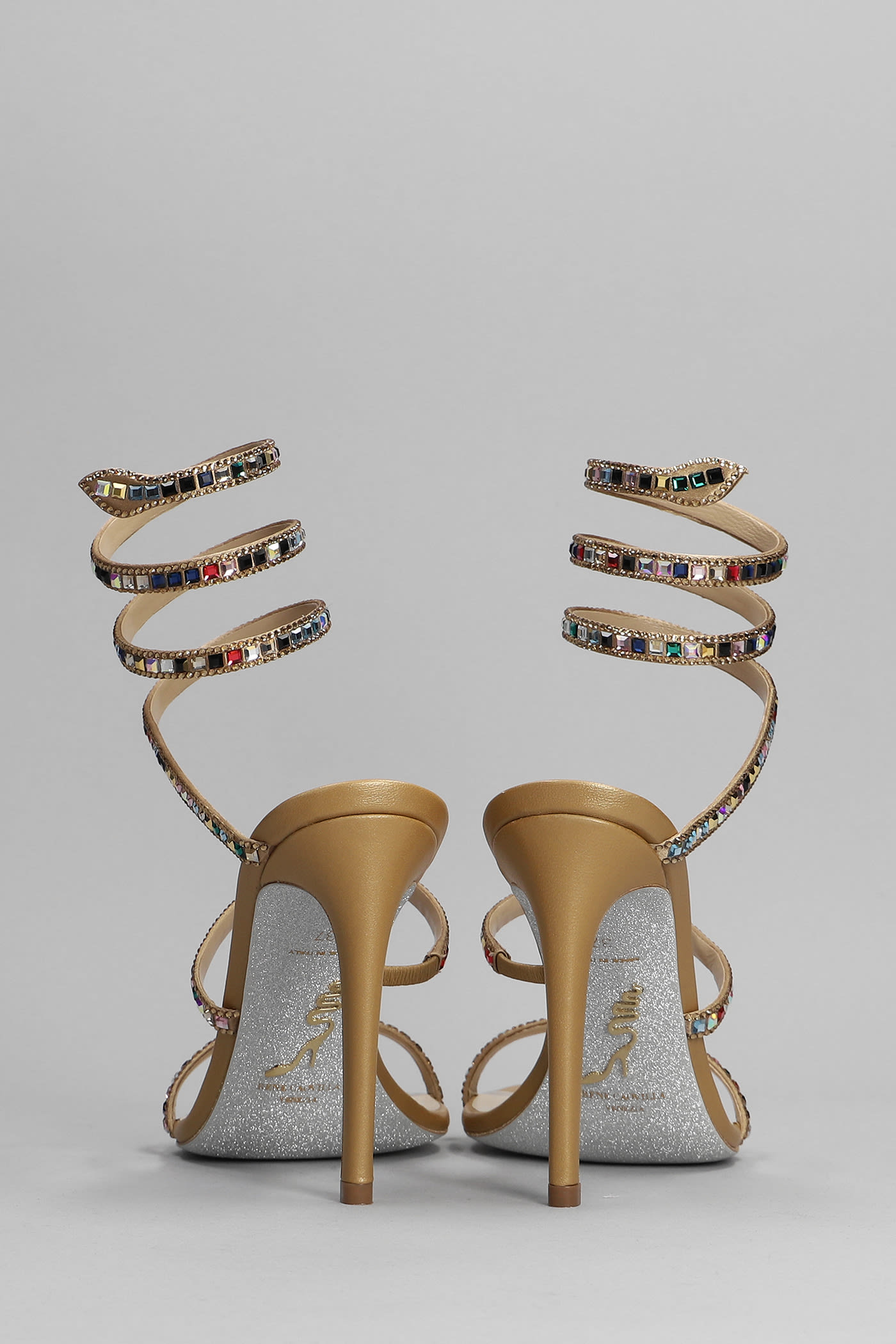 Shop René Caovilla Cleo Sandals In Gold Leather