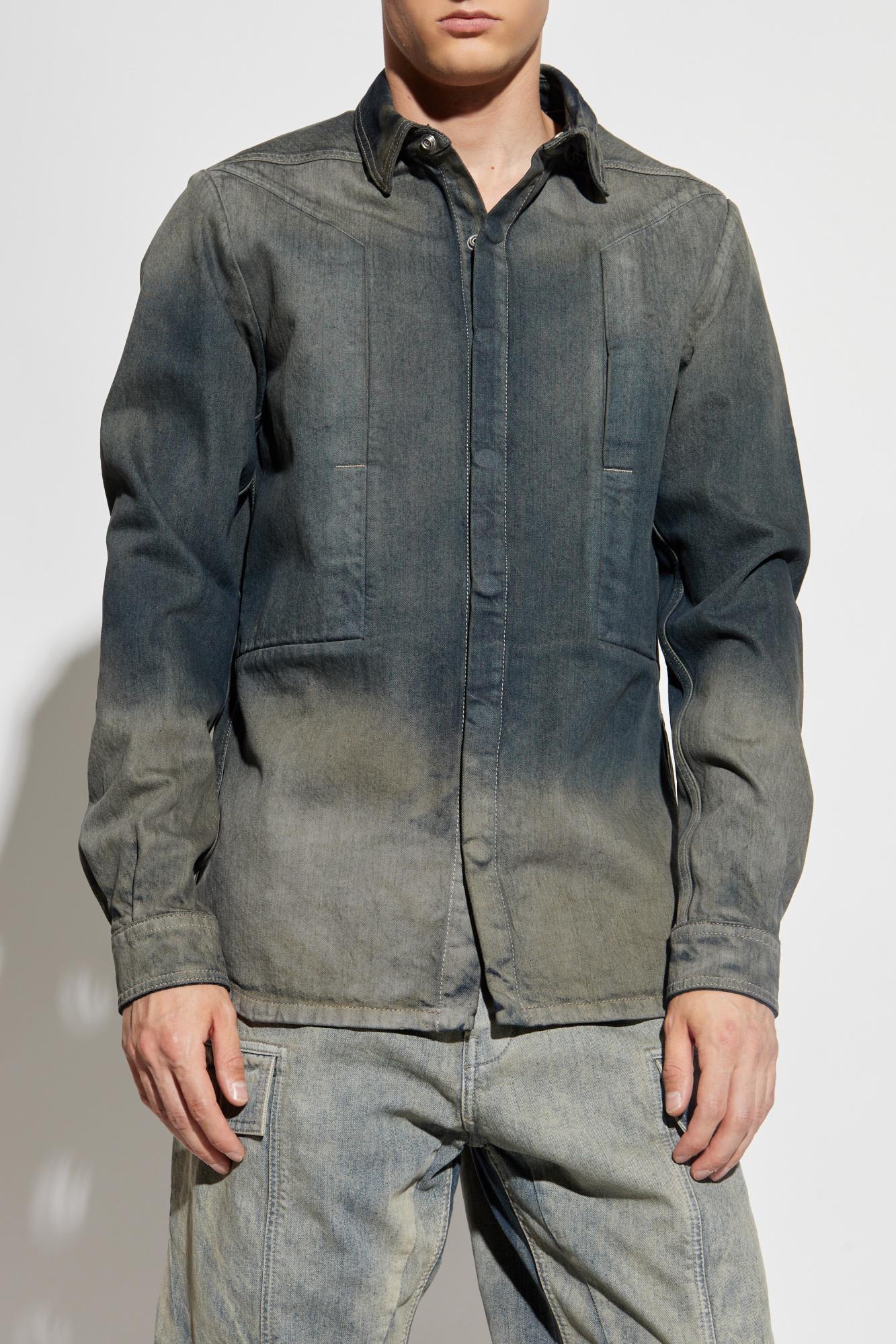 Rick Owens Gray Concordia Fogpocket Denim Shirt In Blue