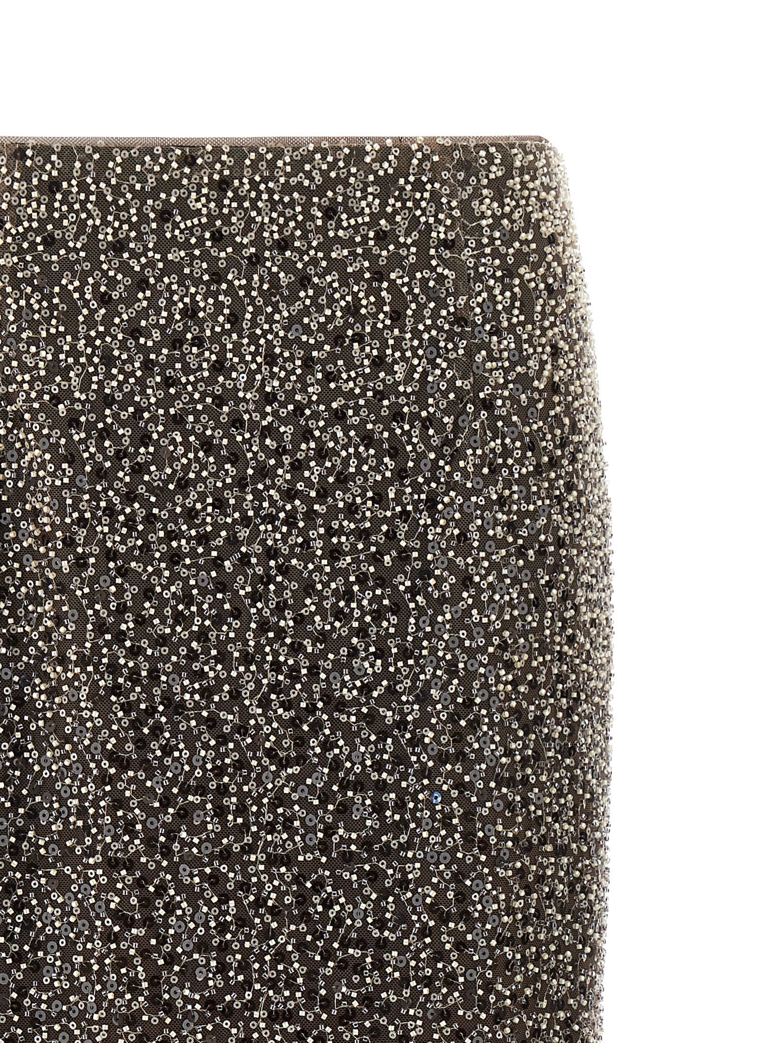 Rotate Birger Christensen Beaded Maxi Skirt In Gray