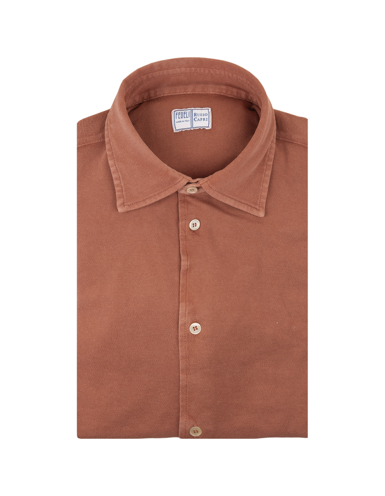 Shop Fedeli Orange Classic Shirt In Light Piquet