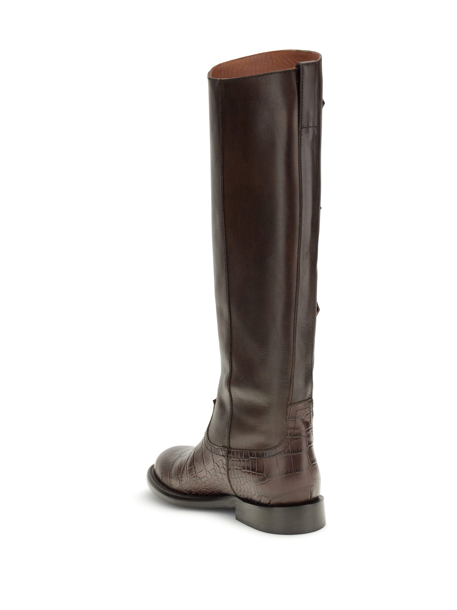 Paris Texas Montana Crocodile-embossed Buckle Boots In Brown