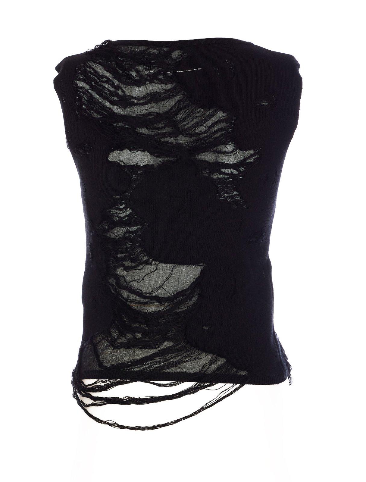 Shop Mm6 Maison Margiela Distressed Top