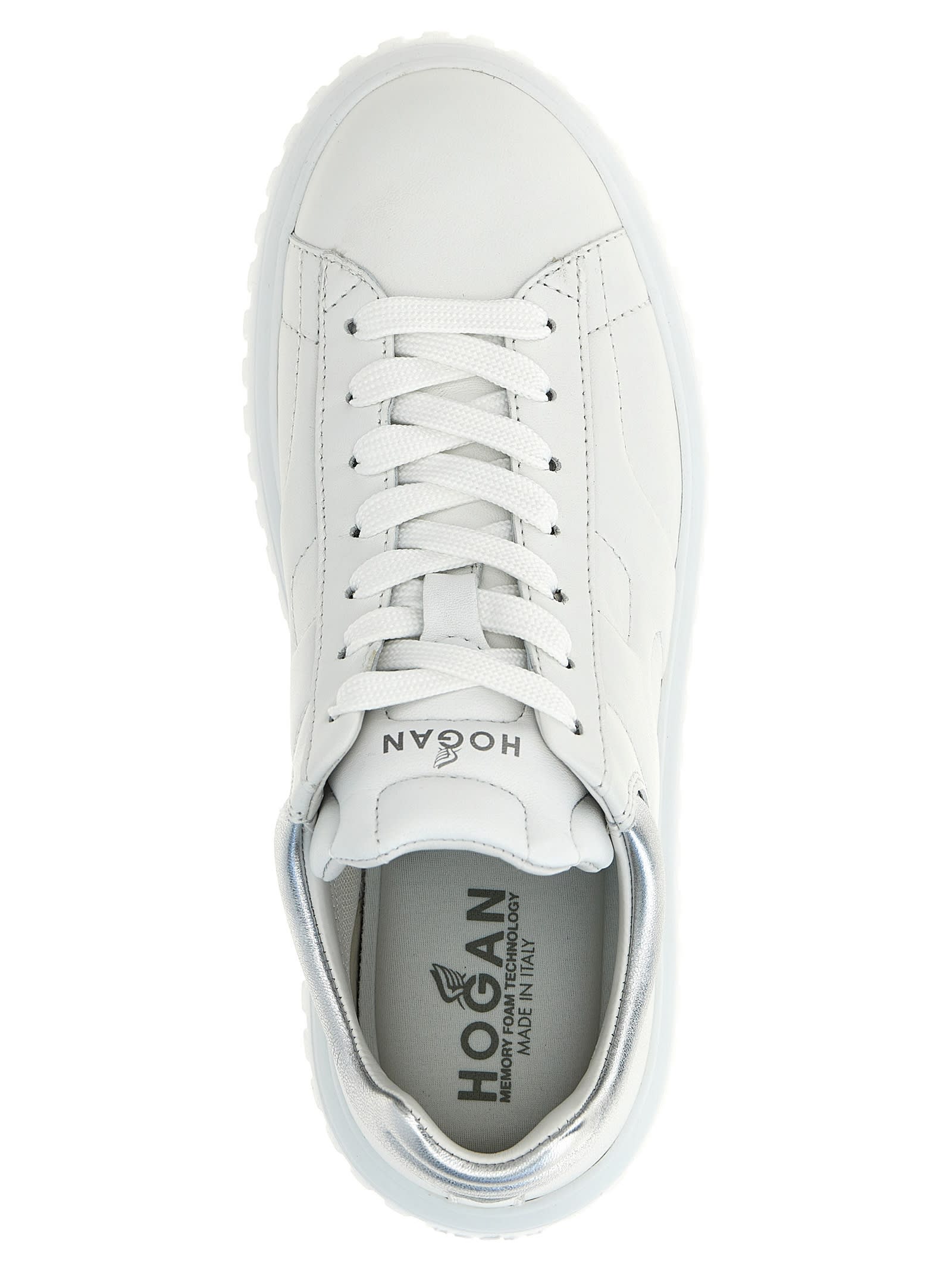 Shop Hogan H-stripes Sneakers In Silver