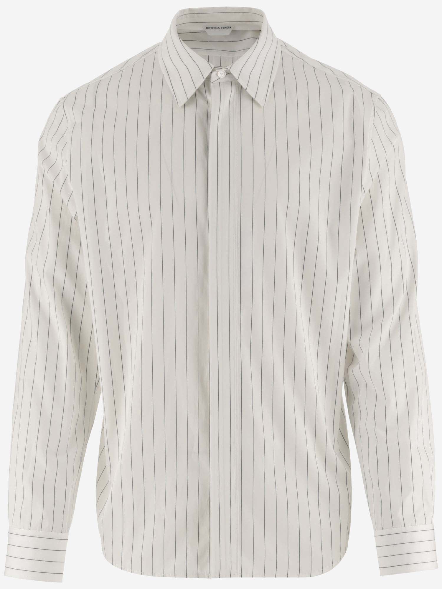 Bottega Veneta Striped Cotton Shirt In White